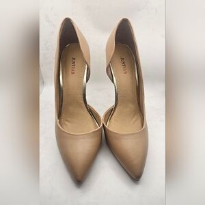 JustFab Samantha Nude D’Orsay Pumps Pointed Toe Stiletto Heels